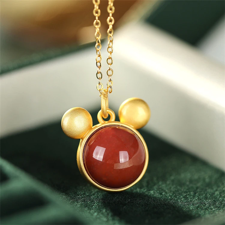 

Aimgal S925 sterling silver gold-plated cartoon personalized creative pendant female simple cute necklace female AP2
