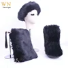 US EUR fashion hotsale colorful women winter colorful faux fox fur snow boots matching purse and headband boots