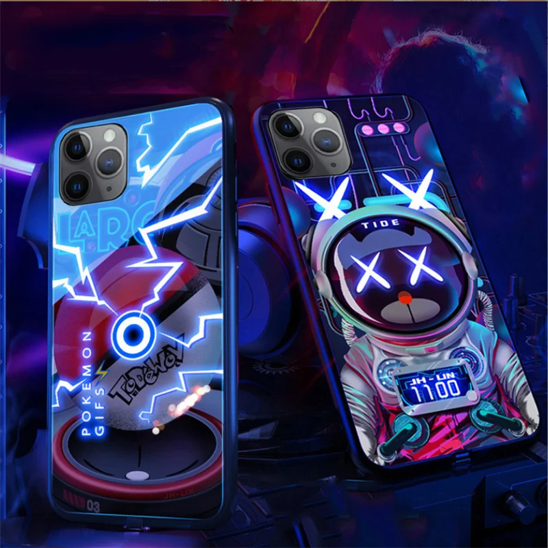 

wholesale new Luxury Original Call flashing designs light up LED cell mobile phone case with LOGO for iphone 12 13 pro max case
