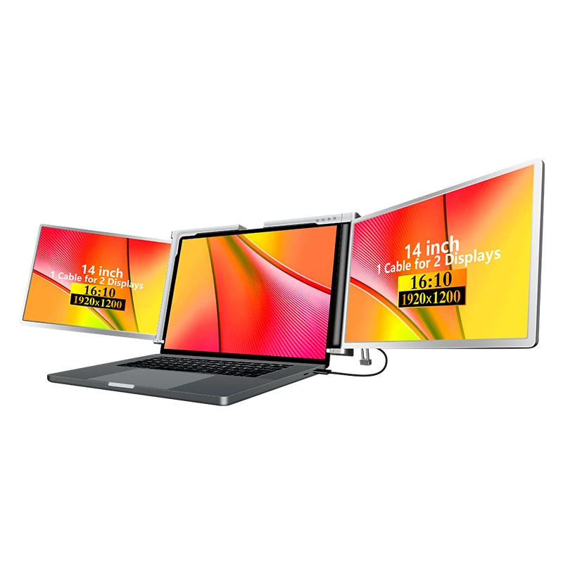 

2023 New trend support USB C/USB A ONE CABLE 14 inch Electronic device with three screens