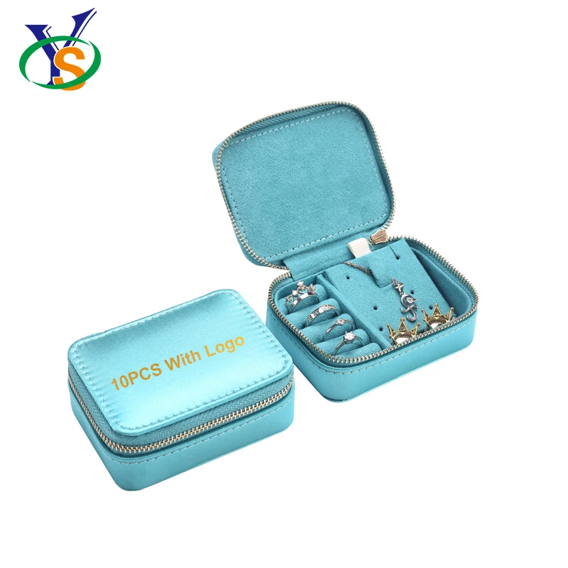 

2021 Luxury small Pu Leather Gift Girl Jewellery case Women Customize Storage travel Jewelry Box Organizer, Blue