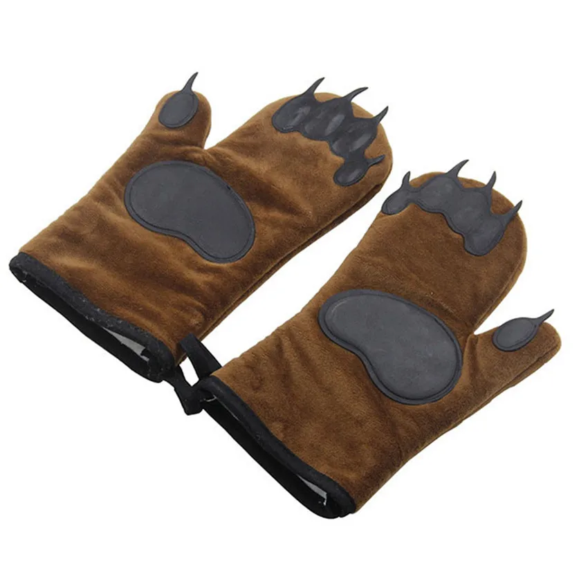 

Bear Paw Shape Anti-scalding Silicone Cotton Gloves Heat Resistant Kitchen Cooking BBQ Grill Oven Gloves Silicone Oven Mitts