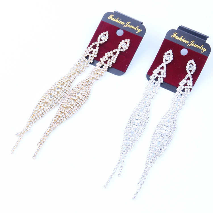 

Cross-border sources European and American new bridal jewelry claw chain drop earrings long tassel earrings Amazon hot, Picture shows