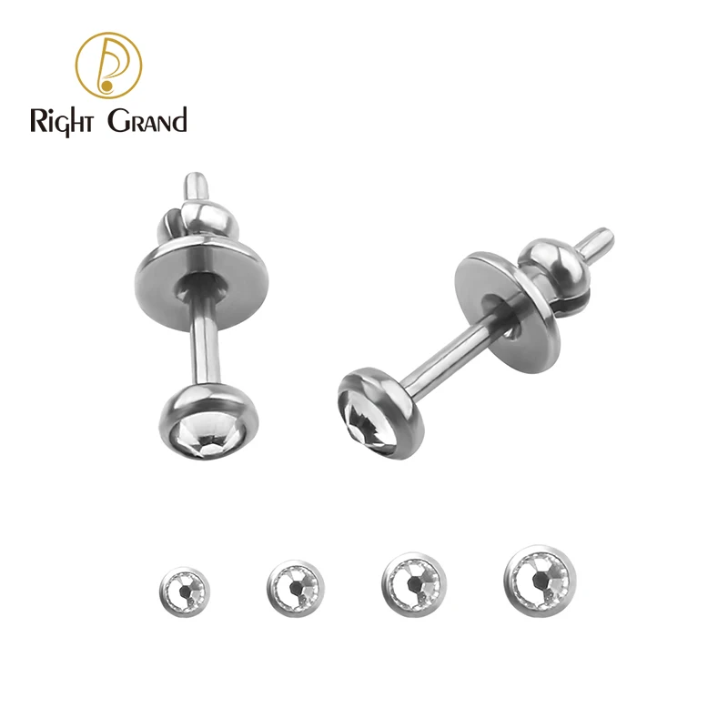 

Titanium Gemstone Clear Crystal Bezel Set Piercing Earring Studs Jewelry Manufacturer