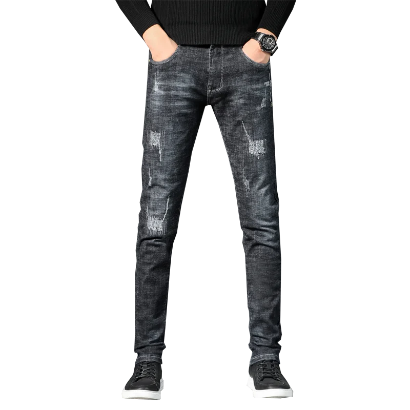 

2021 Business Men High elasticity Straight jogging pants For leisure Business soft classic black Large size male jeans