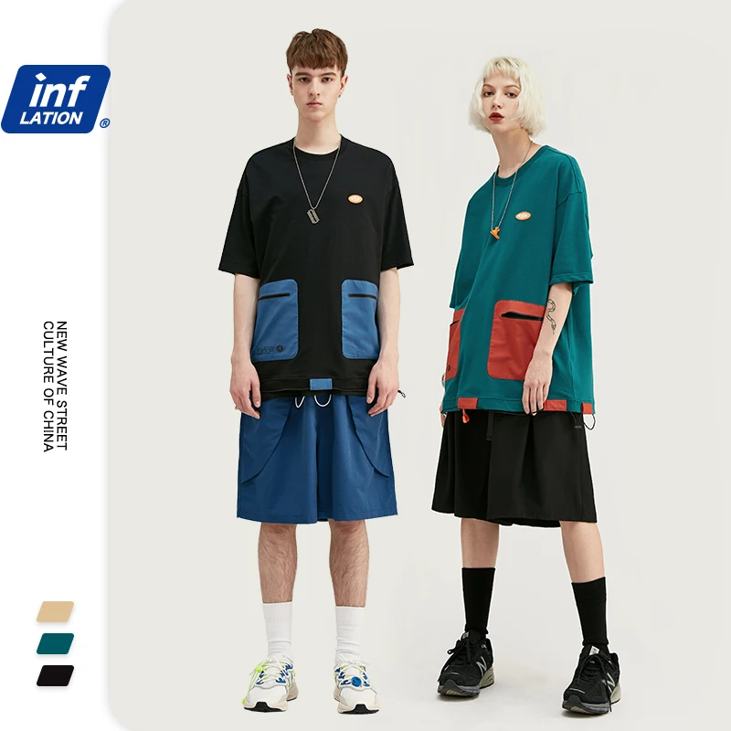 

INFLATION Vintage Oversized T-Shirt Men Hip Hop T Shirts Loose Fit Men Harajuku Tshirt Short Sleeve Couple Tee 1047S20