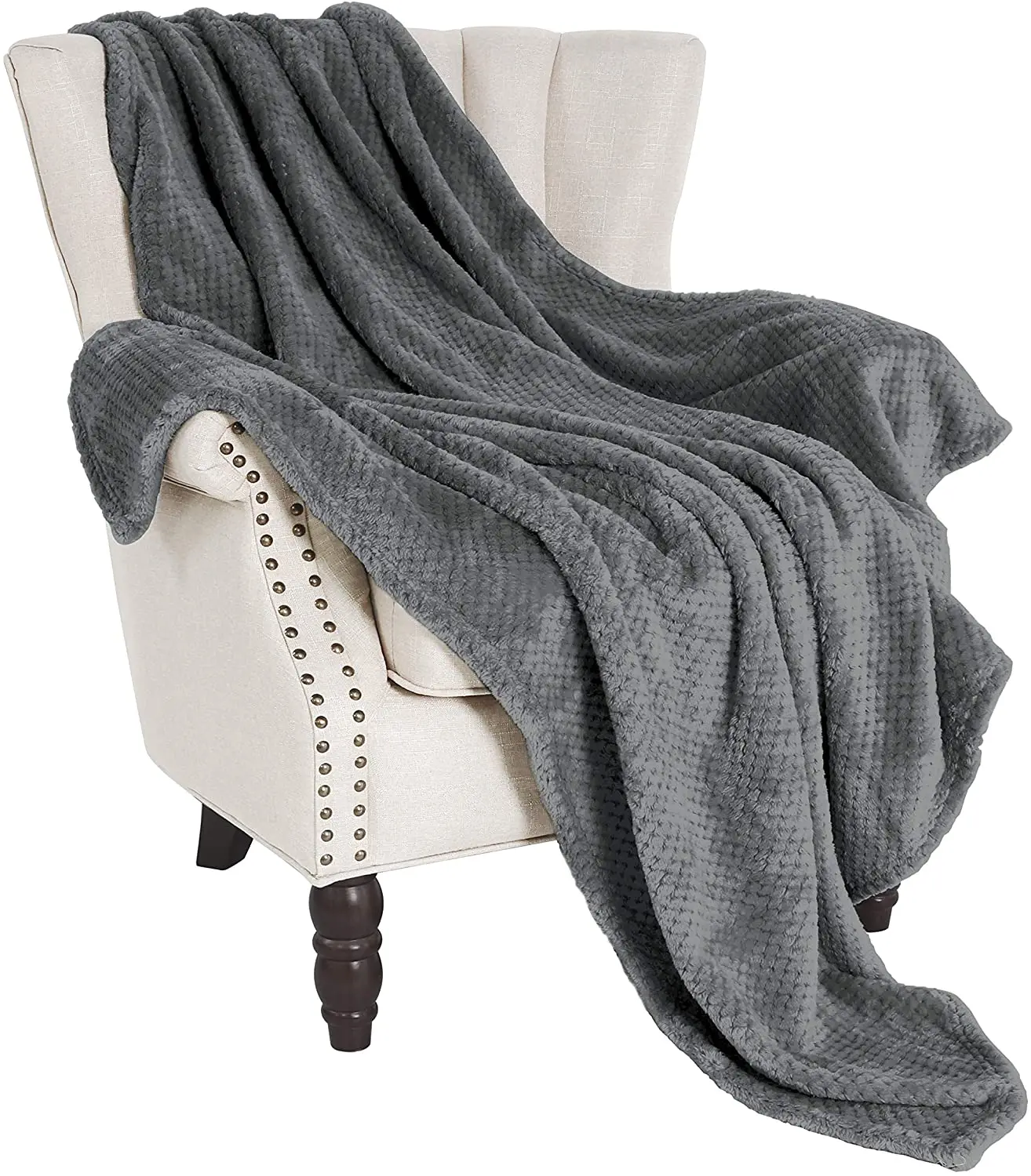 华夫格法兰绒抓绒天鹅绒超柔软毛绒大号毯子 - buy flannel fleece