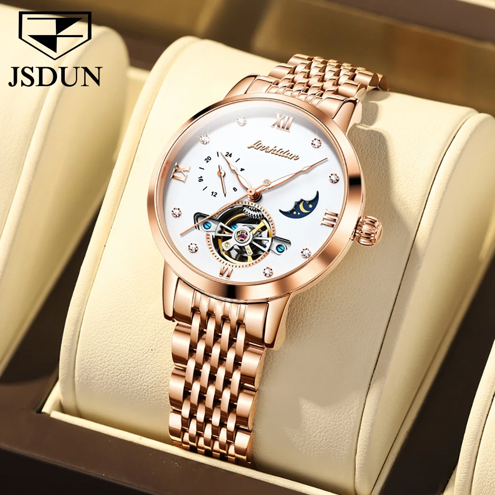 

JSDUN 8832 OEM custom women Factory Cheap Japanese Movement Stainless Steel Buckle Mechanical Watch