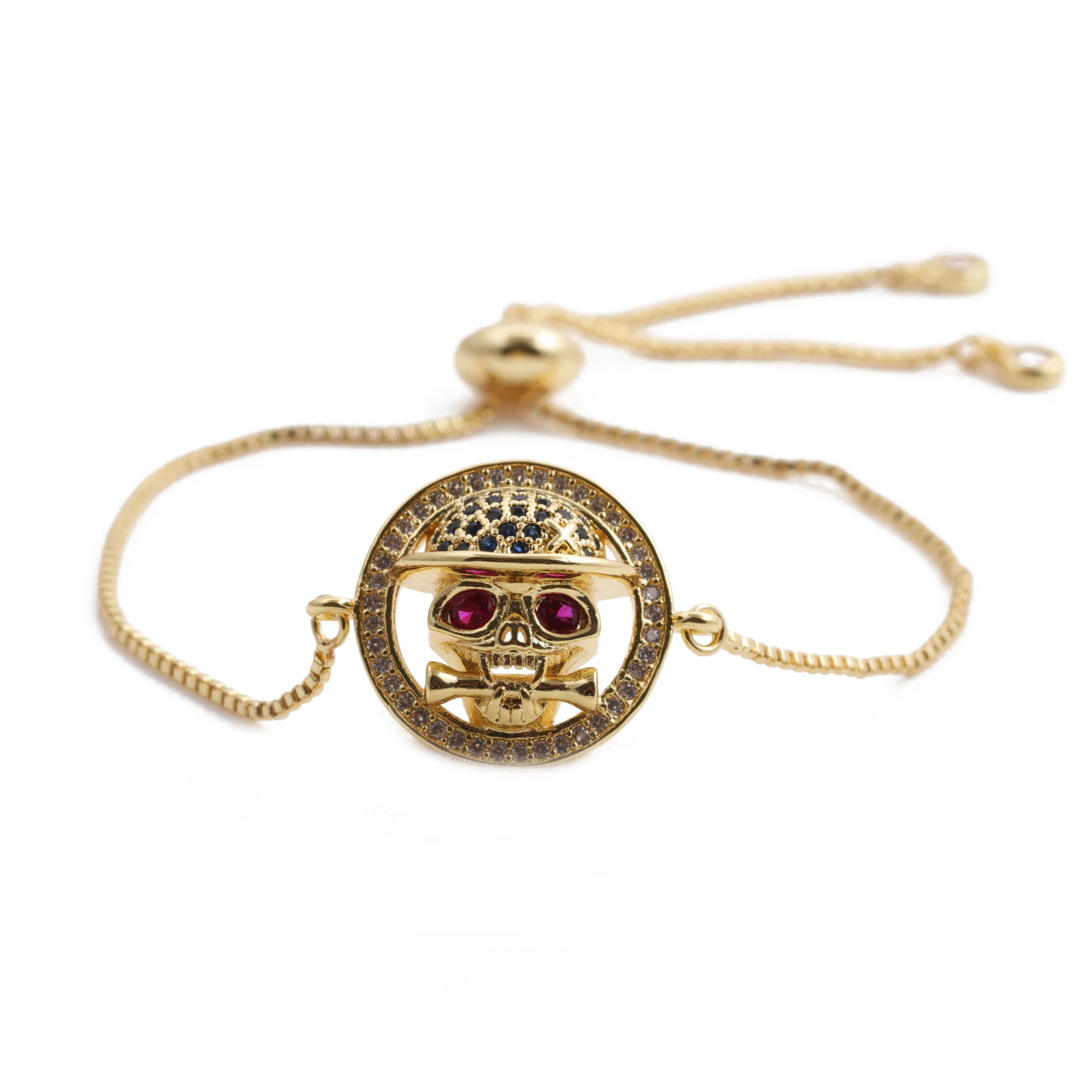 

Yiwu jewelry wholesale halloween bracelet fashion luxury cz adjustable bangle chain bracelet men skull bracelet, Picture