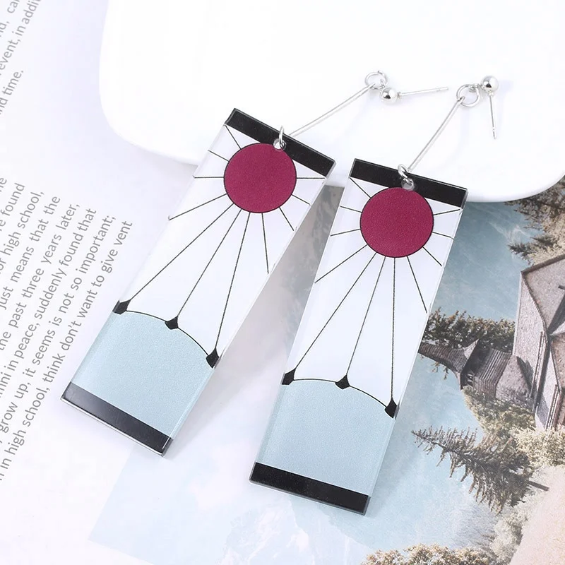 

Anime Demon Slayer Blade of Ghost Cosplay Accessories Acrylic Drop Earrings