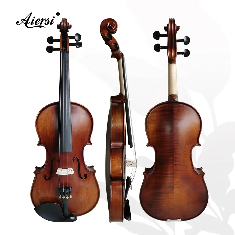 

Aiersi brand quality violin  solid flame maple dark matte red brown violon professional violin with case bow, Dark brown