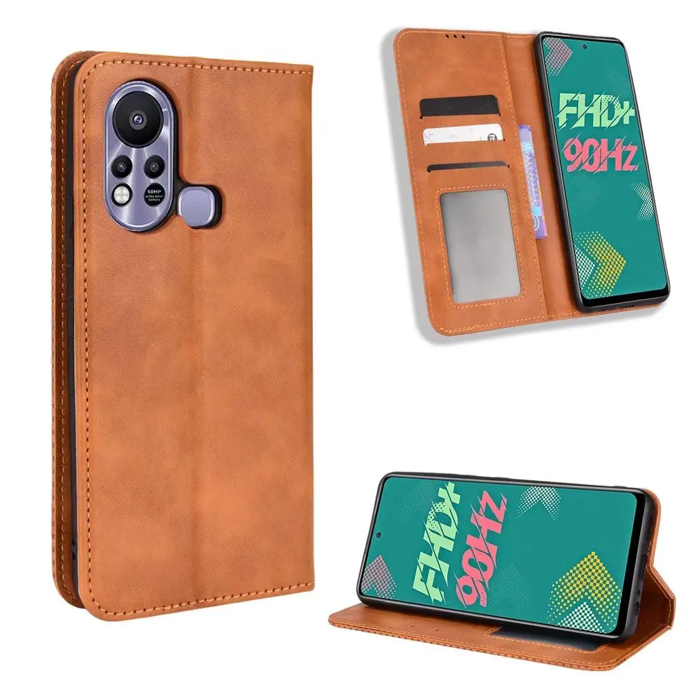 

Retro Flip Wallet Leather Case Cover For Infinix Hot 11s, As pictures