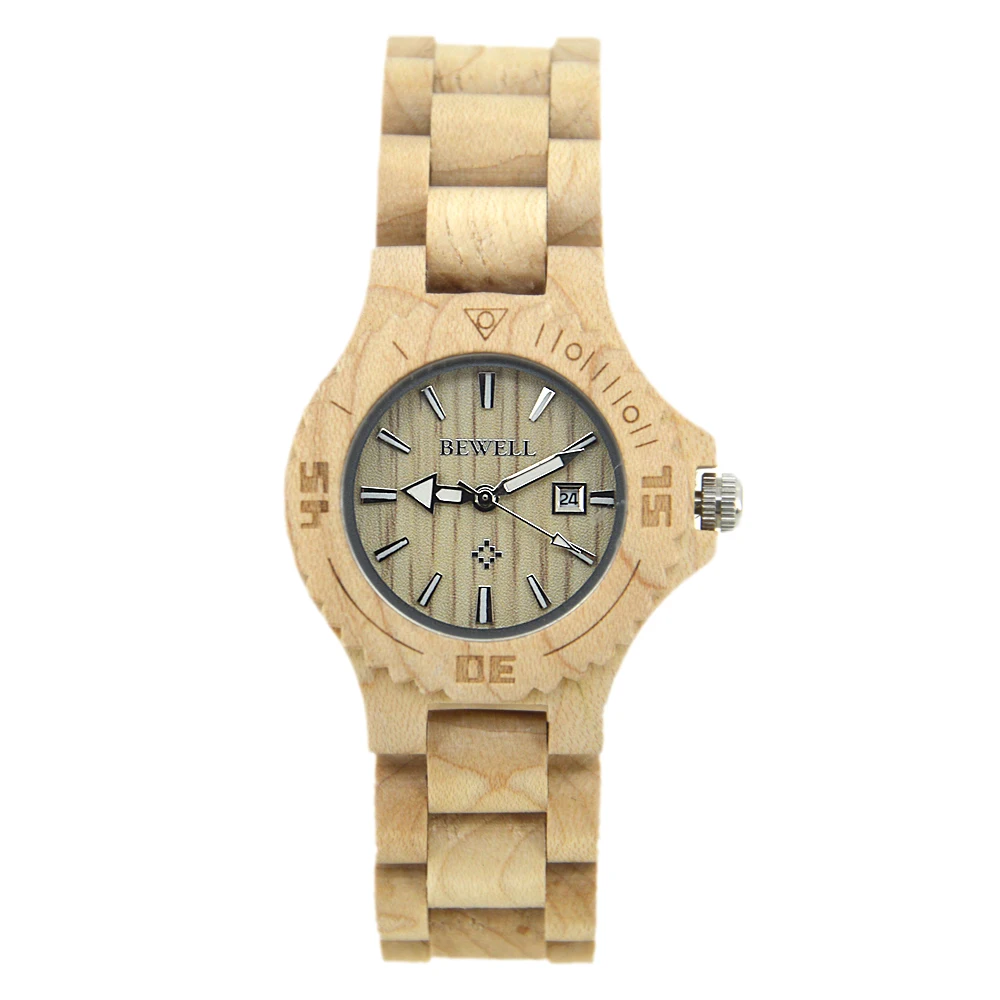 

Classical design female wood watch auto date quartz movement wooden watch for women wrist watch