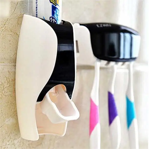 

Home Automatic Toothpasteer Plastic Toothpaste Dispenser 5 Toothbrush Holder
