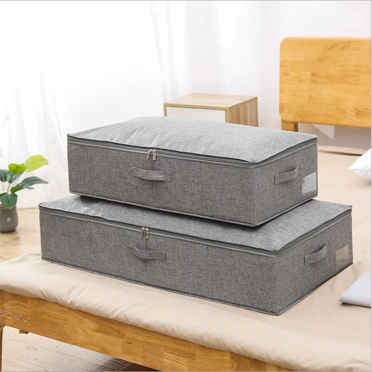 

Underbed Bags Foldable Clothing Quilts Sundries Storage Box Bins Opp Bag for Set Cotton and Linen,cotton Dustproof Cover 10pcs