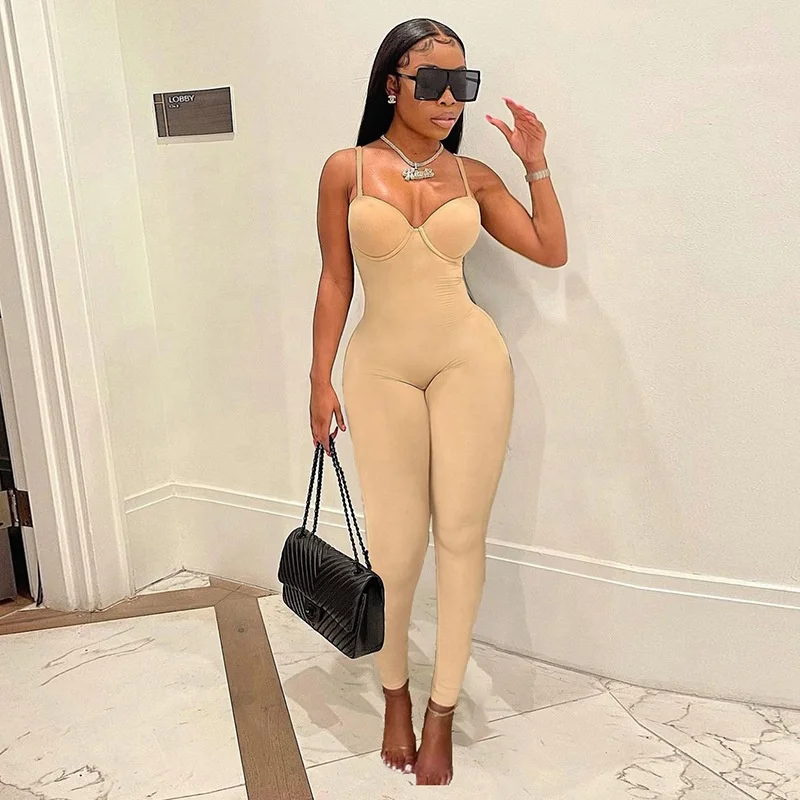 

Spring Summer Solid Color Nude 1 Piece Jumpsuit Women 2022 High Waist Skinny lingerie Bodysuits Ladies Joggers Fitness Weaer