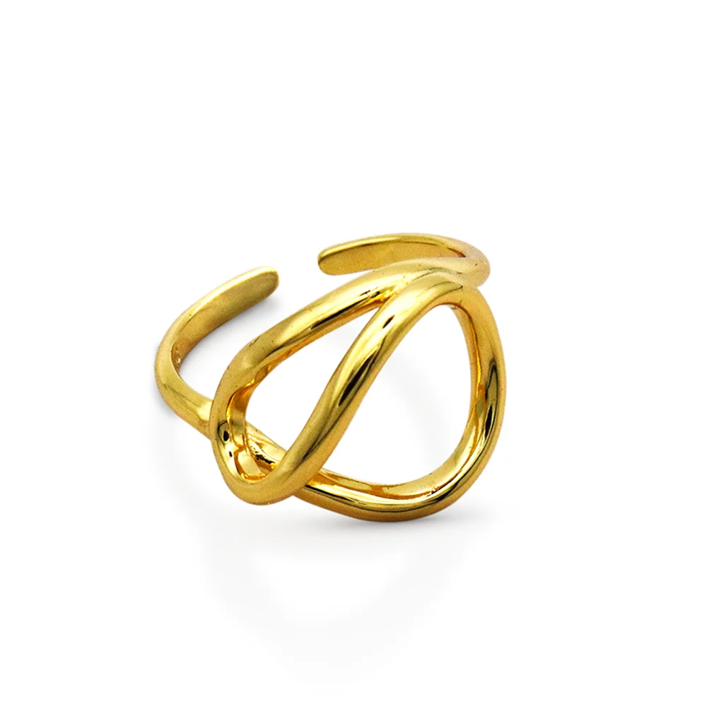 

Chris April in stock vermeil 18k Gold Plated 2020 minimalist ring 925 sterling silver jewelry with open back, Yellow gold and white gold