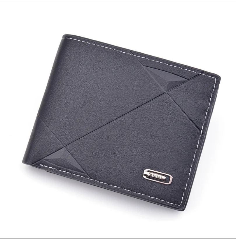 

custom made unique bifold Short slim travel leather mens black wallet