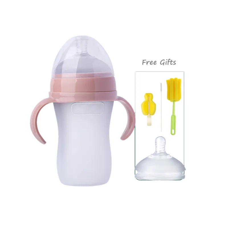 

portable free brush and replacement pacifier anti-colic food grade silicone bottle self feed "babi bottl" for sale, Transparent or customized