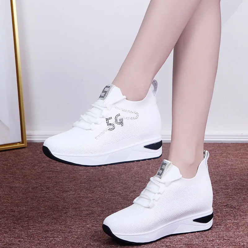 

Breathable Lightweight Chunky Platform Hide Wedge Female Sneakers, 3 colors