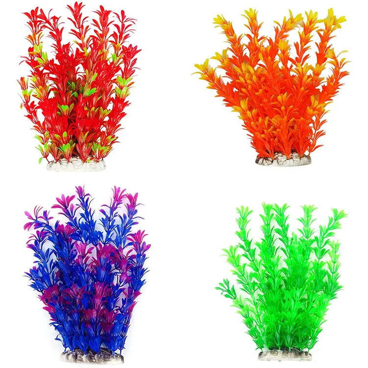 

Artificial Lifelike Colourful Aquatic Plant, Fish Tank Aquarium Decoration Ornament Plants, Red, orange, purple, green