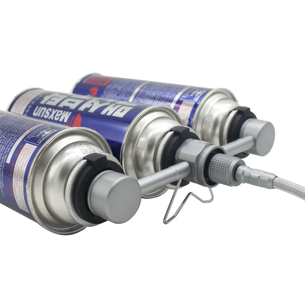 

Aluminum Alloy Outdoor Camping Switch Tool Cassette Gas Canister 3 To 1 Connector Transfer Stove Adapter