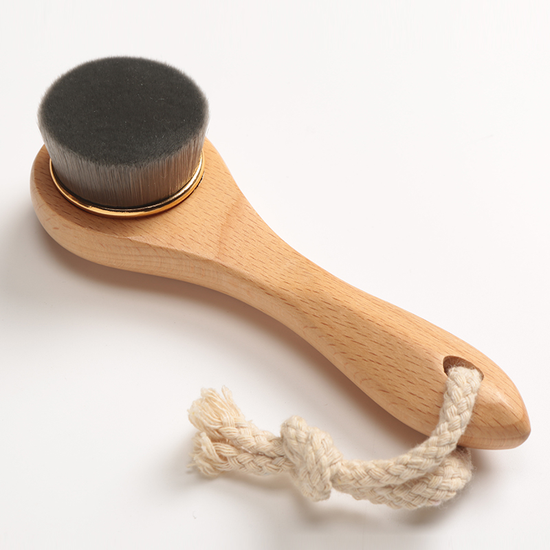 

100% Natural wooden handle Face Cleaning Wood Brush for Deep Pore Cleansing Ultra-fine soft private facial cleansing brush