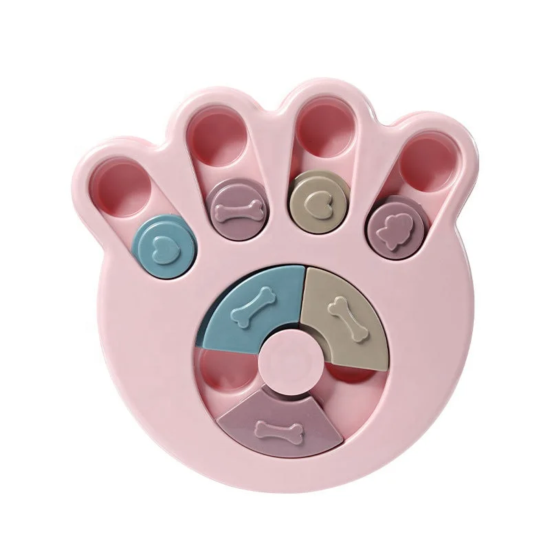 

Pink Paw Style Funny Slow Feeder Interactive Game Puzzle Pet Dog Toy, Pink blue green