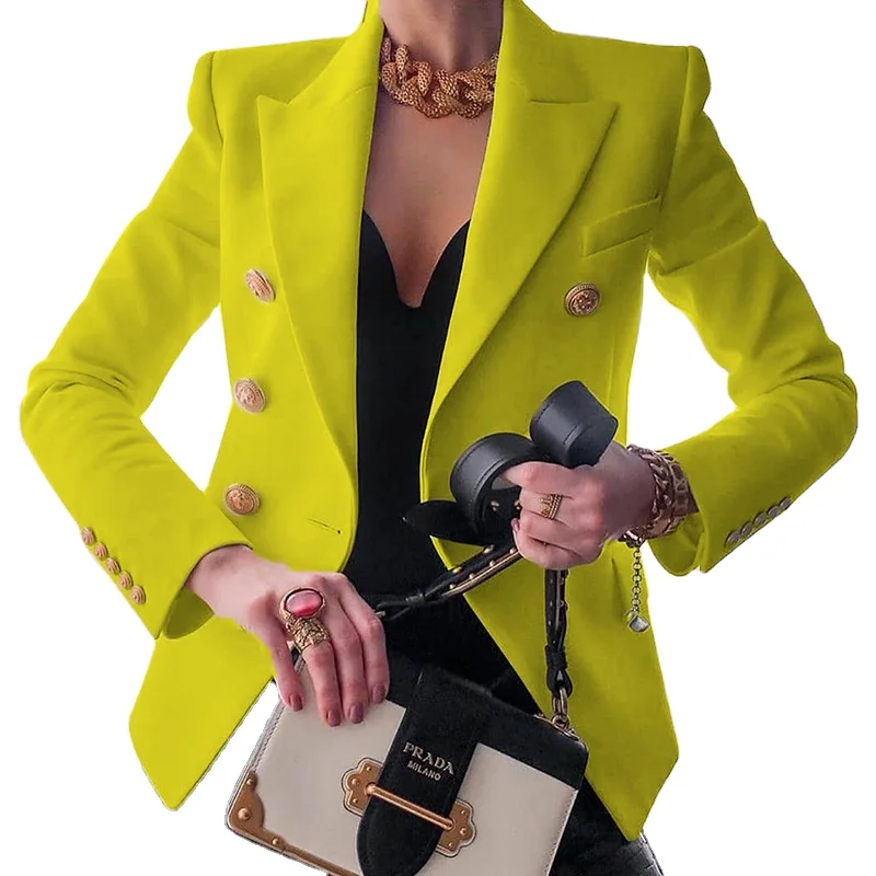 

Spring And Summer New Womens Fashionable Jackets Ladies Solid Color Casual Office Blazer Woman Outfit, White,yellow,black,red,khaki,blue,rose red