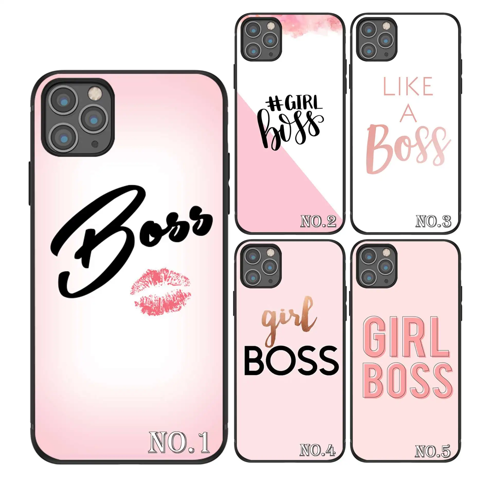 

Fashion Girl Boss Black TPU Printed Phone Case for iPhone 11 11Pro 11ProMax case and for Samsung Galaxy S9 S10 S10E case