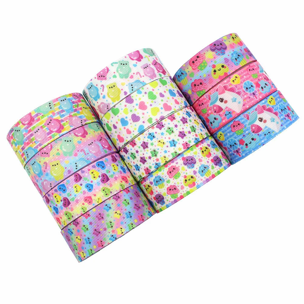 

Customized Cartoon Pink Heart Ribbon Polyester Grosgrain Ribbon With Printed Garment Accessories, 11 colors