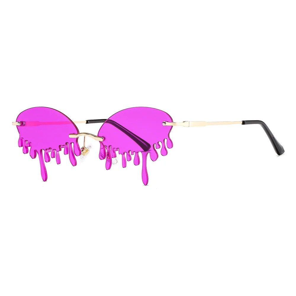 

2021Colors Party Fashion Drip Sunglasses New Trendy Sun Glasses Rimless Tinted Fire Dripping Sunglasses Funny Party Sunglasses