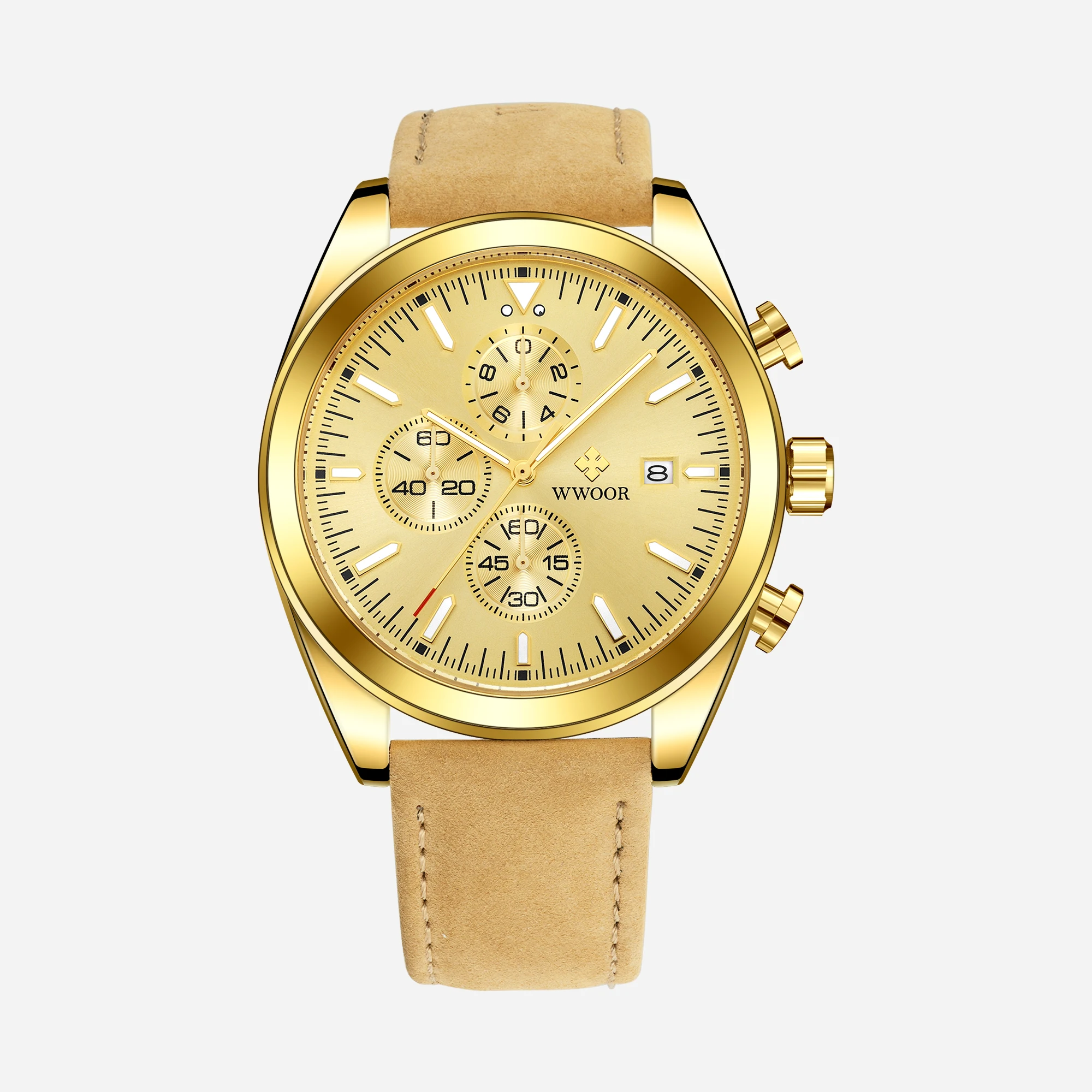 

New Style Product Man Quartz Chronograph Watch With Luminous Auto Date Waterproof Watches, 6 color