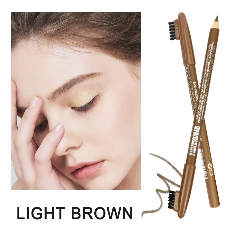 

2021 new high end waterproof eyebrow pencil with toothbrush, 4 colors