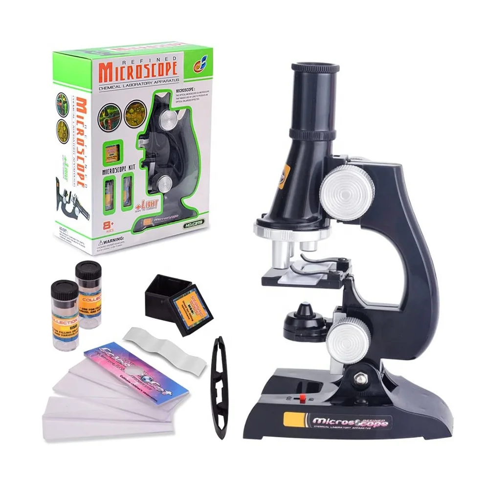 
Kids beginner early educational science microscope stem kit with LED lights 450X 200X 100X magnification 