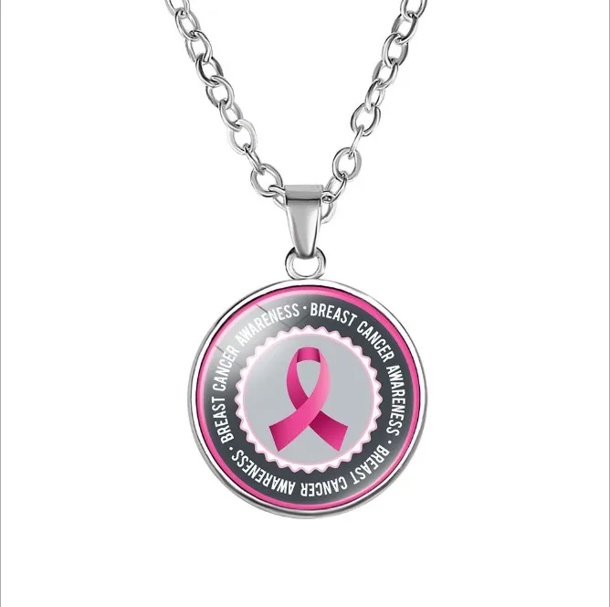 New Pink Ribbon Hope necklaces For Women Breast Cancer Awareness Pendant chains Fashion Medical Jewelry Gift