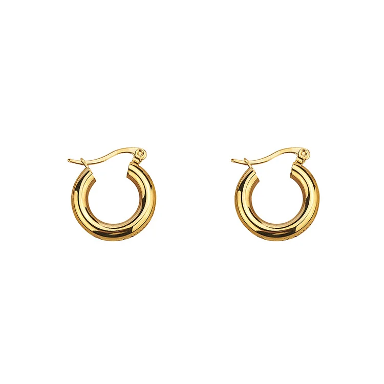 

Popular trending women small hoop earrings, wholesale designer 18K gold plated jewelry stainless steel earring for girl