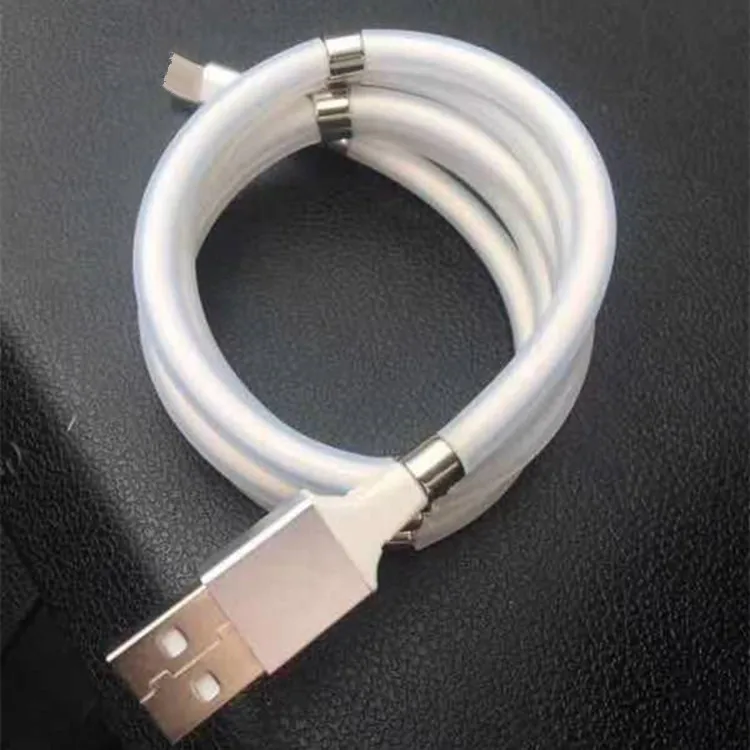 

2020 new design flexible spring shrink data cable magnetic mobile phone charger cable