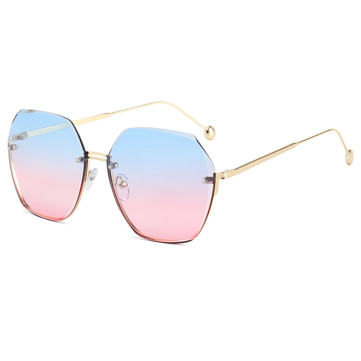 

DCOPTICAL 2021 Women Unisex Rimless Metal Transparent Lens Gradient Color Big Frame Side cut Sunglasses Shades