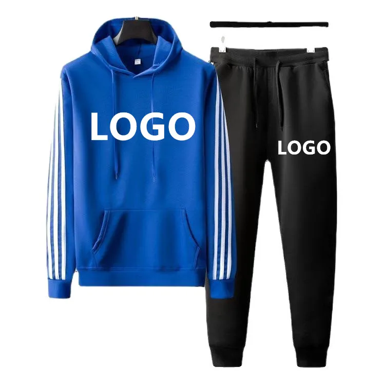 

Fast delivery OEM ODM Wholesale custom logo blank hoodie casual track suit two-piece set men hoodie tracksuit, Picture