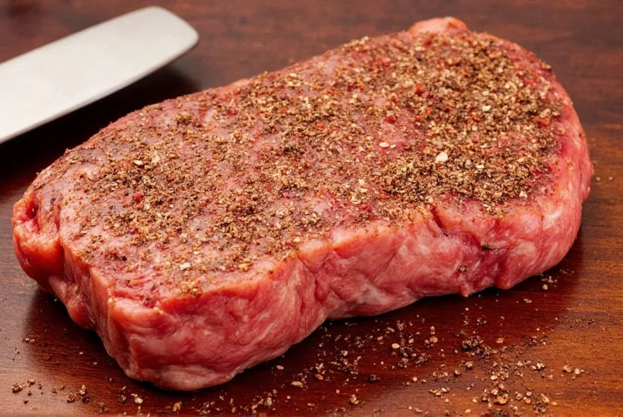 Steak dry brining process showing salted steak on wire rack in refrigerator