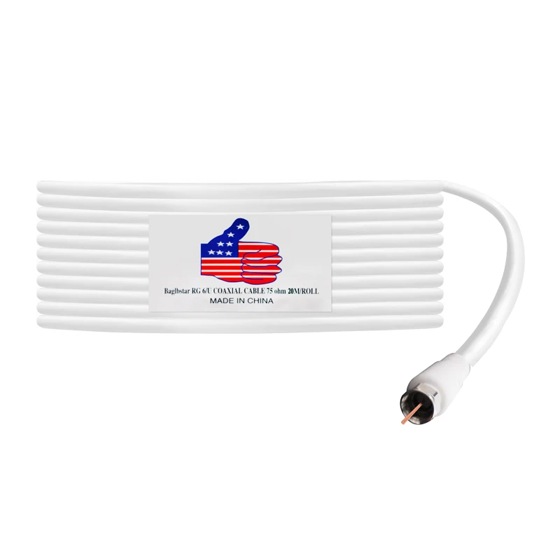 

BAGLBSTAR 20M white RG-6 COAXIAL CABLE High Quality Compression F connector RG6 Coaxial Cable, Black