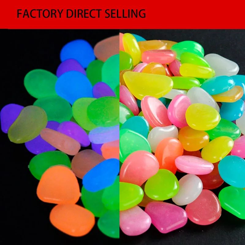 

Factory Direct Selling Artificial Colored Luminous Pebble Stone Glowing Stone, for Fish Tank and Park Landscaping, As picture