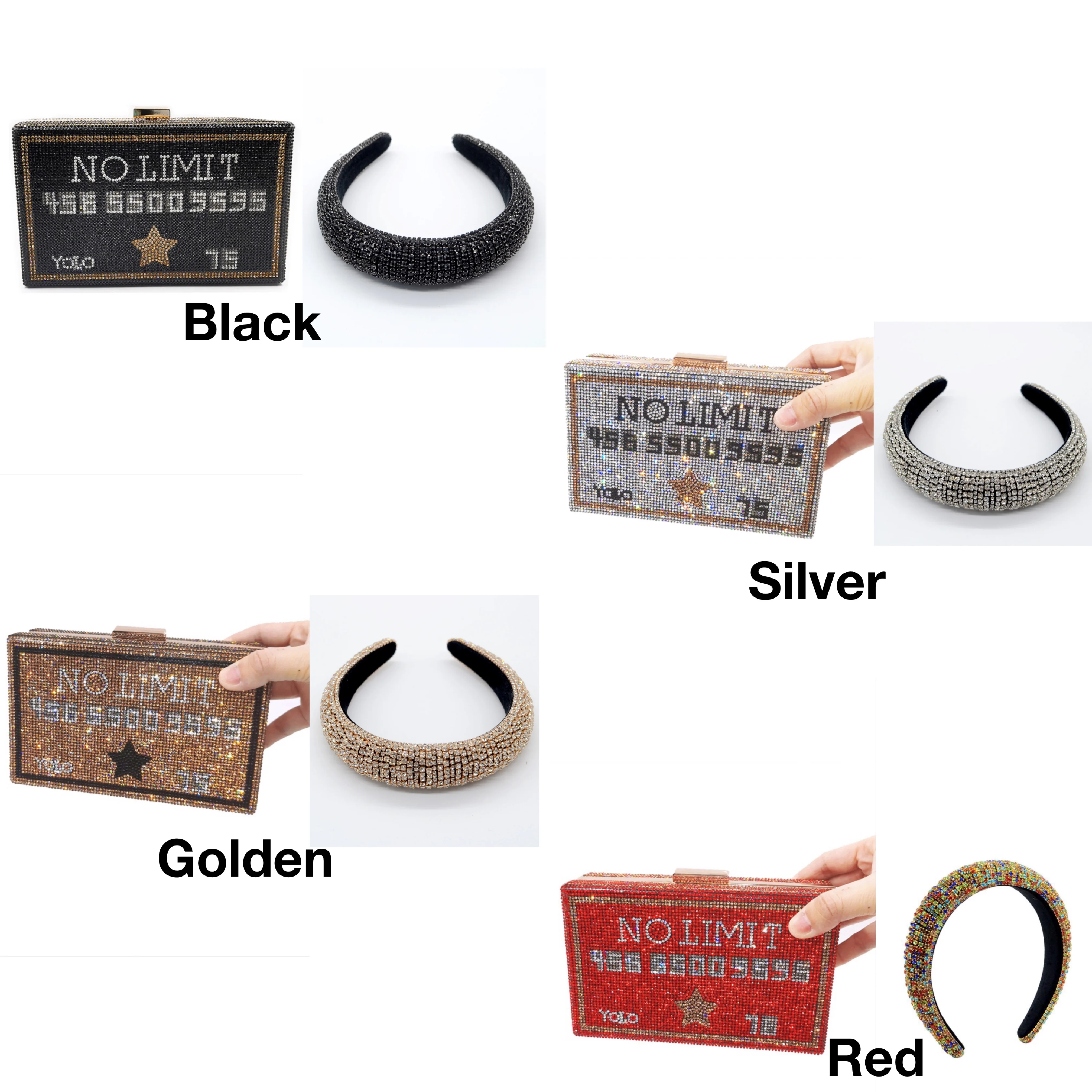 

2021 new arrivals Fancy Crystal Rhinestone bling money Diamond Crystal clutch purse glitter headbands for women in Evening Bags, Picture