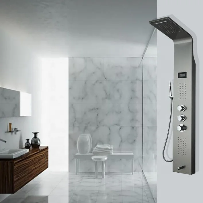 High Quality LED Shower Panel Tower System, Rainfall and Mist Head Rain Massage Jets Stainless Steel Shower Fixtures