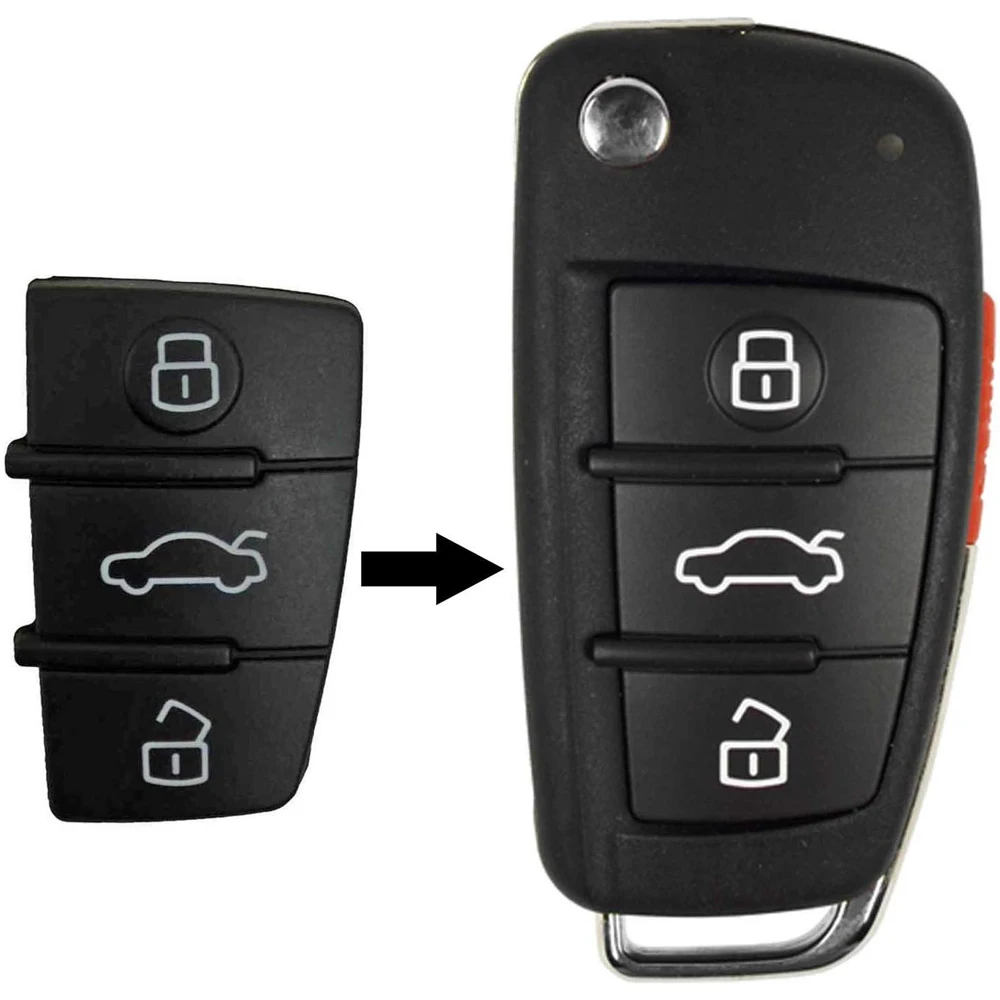 Car Remote Key FOB 3 Button Rubber Pad Replacement For Audi A3 A4 A6 TT Q7 x1 