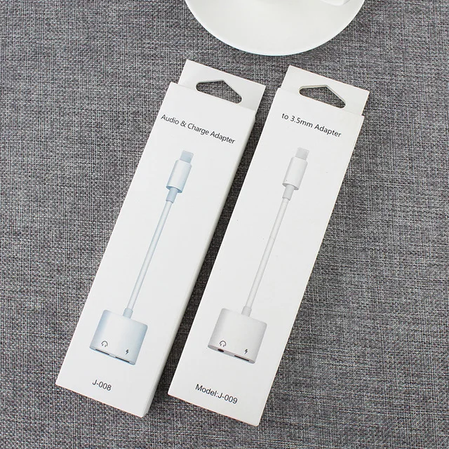 

guangzhou factory price 2 in 1 lighting to 3.5mm audio adapter for iphone