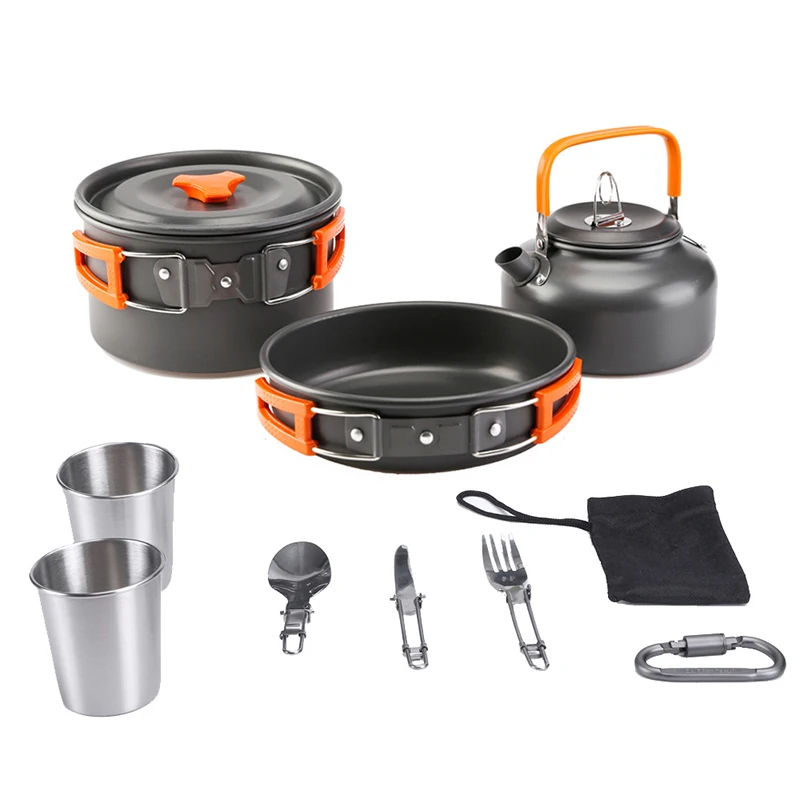 Outdoor Orange Cooking Set For Camping Hiking Ultralight Foldable ...