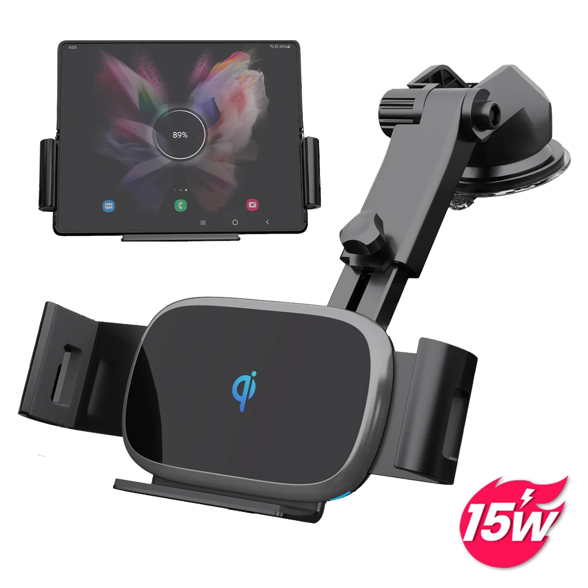 

Automatic Clamping Qi Kc 15W Fast 2 Coils Wireless Car Charger Air Vent Mount Phone Holder For Samsung Galaxy Z Fold 3 Z Flip 3