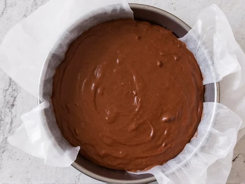 Homemade fudge cooling in parchment-lined pan
